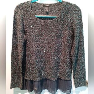 STUNNING & CHIC ALFANI CHARCOAL GRAY SEQUIN SWEATER WITH RUFFLED BOTTOM HEM!